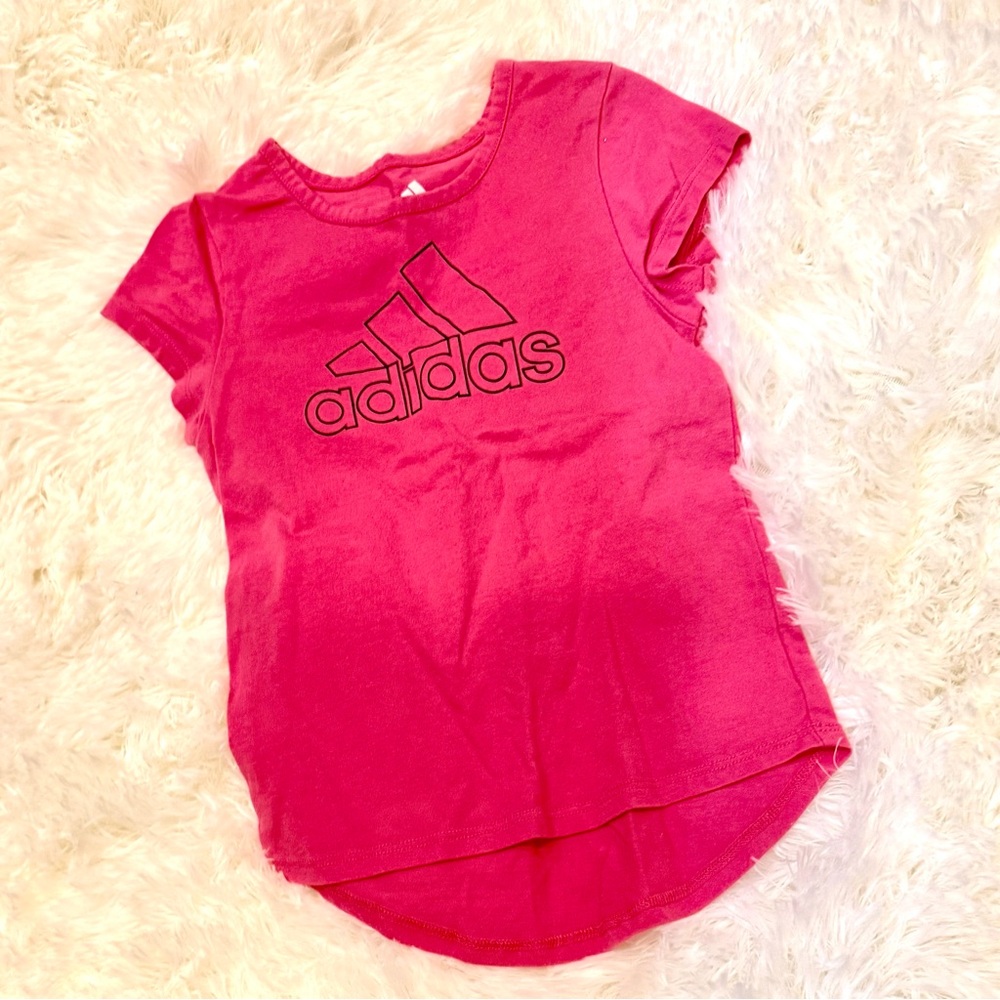 adidas Hot Pink Short Sleeve Logo Tee for Kids